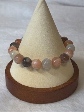 10.8mm Genuine Flashy Peach Moonstone Gemstone Bracelet